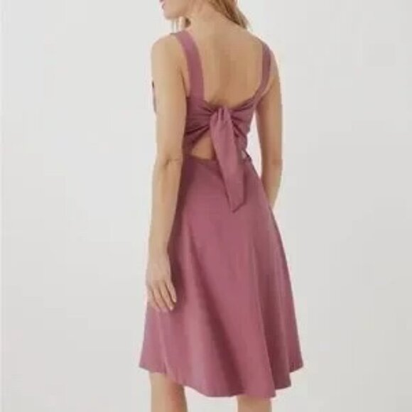 Pact fit & flare tie-back dress pink small organic cotton - Picture 2 of 13